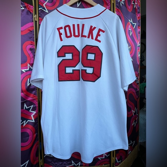 Majestic Other - Vintage Majestic Boston Red Sox Keith Foulke 29 White Jersey Button Rare MLB USA